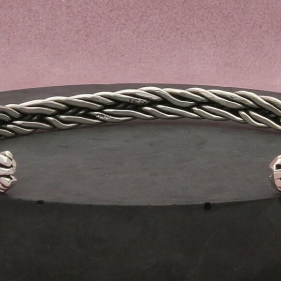 sterling silver vintage braided cuff bracelet size 7.25in - Picture 3 of 3